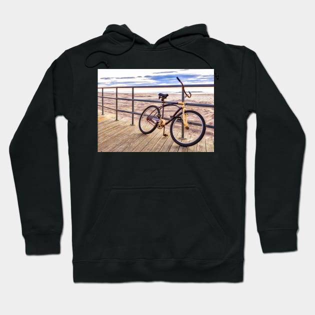 Bike on the Asbury Park Boardwalk Hoodie by jforno